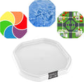 MEKA Tuff Tray with 3 Play Mats, Sensory for Kids Road, Water, Color Themes, Indoor Outdoor Use, Home or Classroom (White, Small 28" x 28")