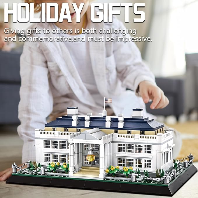 White House Model Building Block Sets 895 Pieces Washington Famous Landmark Architecture Gifts for Adults and Kids