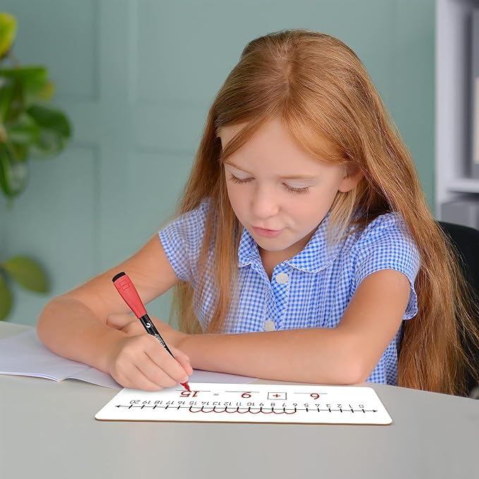 SCRIBBLEDO Negative Number Line Board 4”x12” Inch Lapboard Double Sided White Board Featuring -10 Through +10 Number Line & 0-20 Dry Erase Students Desk Whiteboard Math Manipulatives