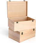 Wesiti 2 Pcs Unfinished Wooden Box 14 x 10 x 6.5 Inch Treasure Chest Craft Box with Hinged Lid Rustic Large Paint Box Stash Crate for Storage Carving DIY Gift
