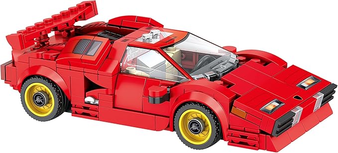 Lambo Countach Racing Car Building Block Set (355 Pieces). Racing Car Building Blocks for Kids and Adults