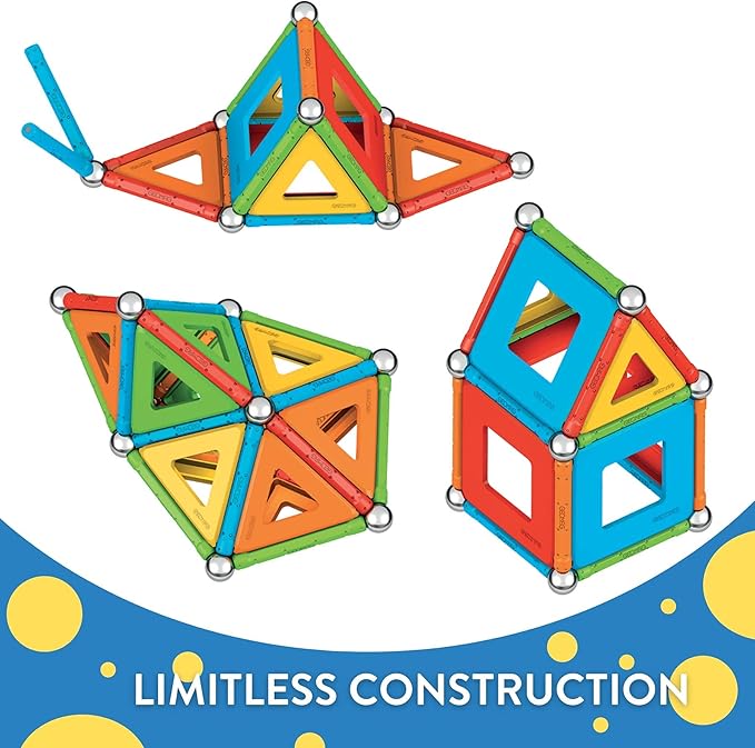 Geomag Supercolor Magnetic Toys for Kids Ages 5+, 78pc Educational STEM Magnets for Kids - Swiss-Made Magnetic Blocks, Tiles and Building Toys from 100% Recycled Plastic