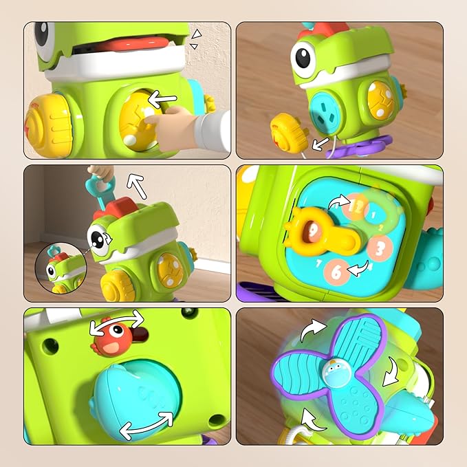 4 in 1 Baby Toys for 6 to 12 to 18 Months, Infant Sensory & Stacking for 1+ Year Old, Busy Cube Toys for Babies 6 - 12 Months, Piano Xylophone Musical Travel Toys, Christmas Birthday Gifts for 1 - 2