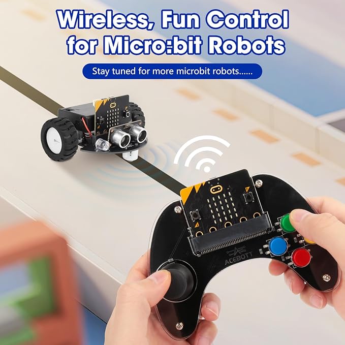 ACEBOTT Wireless Controller for Micro:bit Kit, STEM Kit Coding Robot kit Compatible With Makecode, Remote Control for Programming Learning, Gifts for Kids and Teens(Included Micro:Bit)