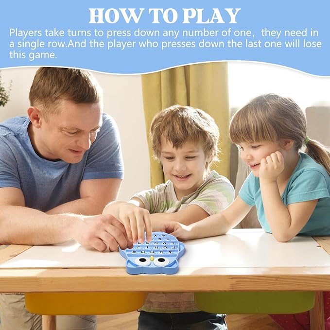 Fidget Toys for Kids, Owl Shaped Silicone Squeeze Sensory Toys, Alphabet Bubble Stress Anxiety Relief Relax Tools for Kids Adults School Classroom Gift Party Favors (Blue)