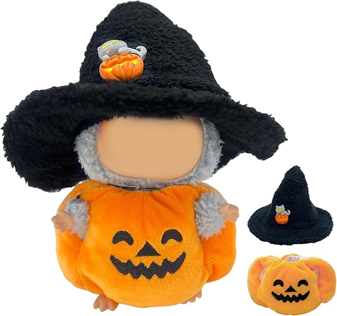 2025 New Halloween Doll Clothes, 2-Piece Clothes Outfit for Doll, Hat and Halloween Pumpkin Clothes Stylish Outfit for Spooky Costume Girls Boys Collectors (Pumpkin)
