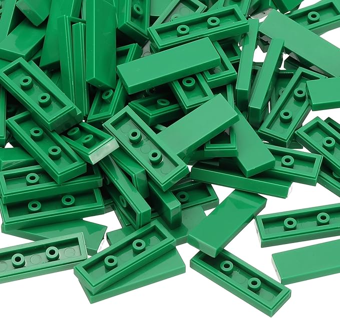 PATIKIL 122 Pcs Flat Blocks Bulk, 1x3 Square Green Classic Tiles Smooth Surface Mini Building Blocks Accessories Compatible Bricks Kits for Building Floor Walls Mosaic Pixel Arts