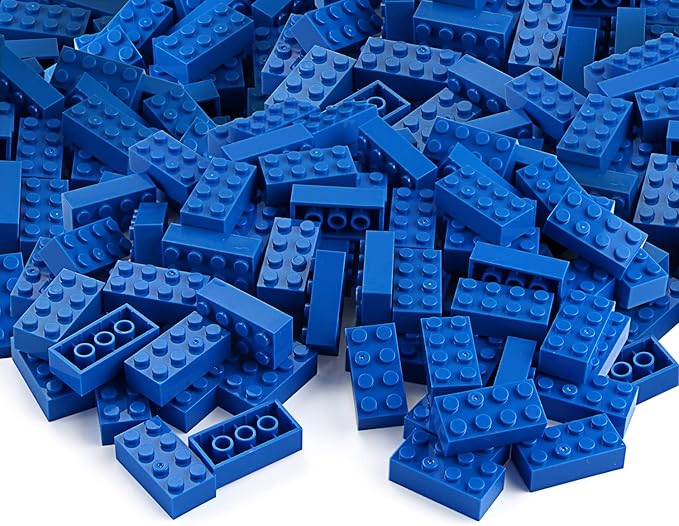 Feleph Basic Parts 320 Pieces 2x4 Blue Bricks Building Creative Play Blocks Set Toy for Kids Classic Combine with Major Brick Brands (Blue)