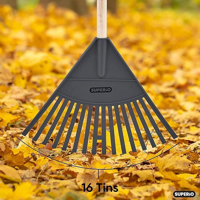 Pack of 3 Kids Rake with Hardwood Handle, Durable Plastic Head to Sweep Leaves in Lawn and Tidying Up The Garden, 34" (Orange)