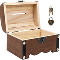 Vintage Piggy Bank Wooden Treasure Chest Decorative Wood Storage Box with Heart-Shaped Lock for Wedding Home Decor