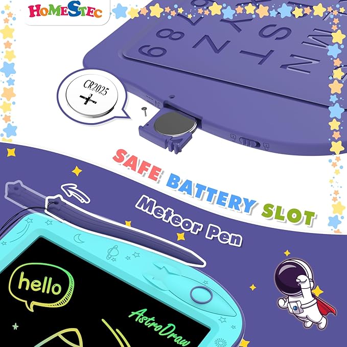 HOMESTEC Astrodraw Drawing Pad Toys, Colorful LCD Writing Tablet for Kids, Doodle Board for Toddlers 3 4 5 6 Years Old, Travel Sensory Space Toy for Boys Girls, Birthday Gift Idea,2pc
