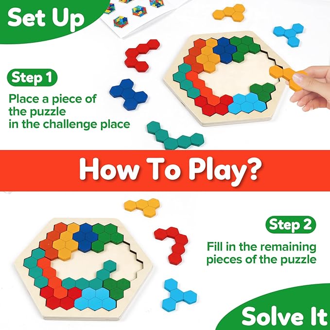Wooden Puzzles Blocks Brain Teasers Logic Games for Classroom & Party Times,Jigsaw Puzzle Intelligence STEM Montessori Educatioanl IQ Toys Games for Kids Boys Girls Ages 3+ (2 Pack)