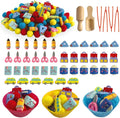 154Pcs Stationery Sensory Bin Filler, Fine Motor Toys Stationery Sensory Bin Items Counting Sorting Toy for Preschool Education Activities Include Pom Poms Pen Scissors Notebooks Cup