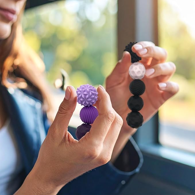 Fidget Toys for Adults and Kids- 8 Pack Magnetic Balls Sensory Toys for Anxiety ADHD Autism Relief - Silent Stress Balls with Case - Desk Toys for Focus (Black N Purple)