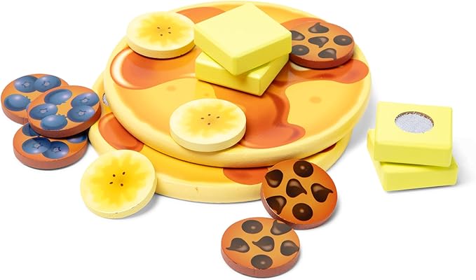 Melissa & Doug Flip and Serve Pancake Set (19 pcs) - Wooden Breakfast Play Food