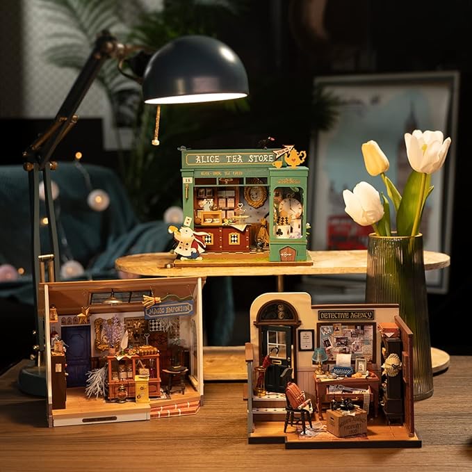 ROBOTIME DIY Miniature House Kit Tiny House Making Kit with LED Light for Adults Halloween/Christmas Decorations Creative Gifts for Teens (Kiki's Magic Emporium)