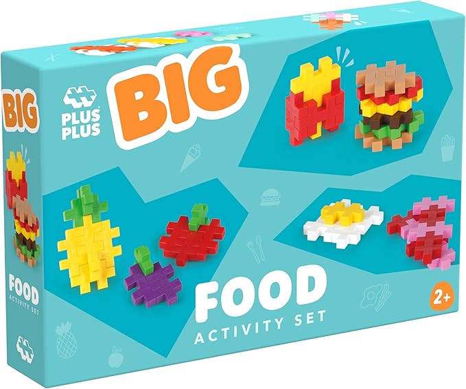 Plus Plus - Big Activity Set, Food, 50 Piece - Construction Building Stem Toy, Interlocking Large Puzzle Blocks For Toddlers And Preschool