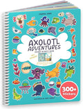 Cupkin Axolotl Sticker Book Activity, Toddler Airplane Travel Essentials, 300+ Axolotl Stickers for Kids + Eight Scenes + 8 Coloring Book Pages, Animal Lover Children's Gift, Kids Crafts for Ages 2-8