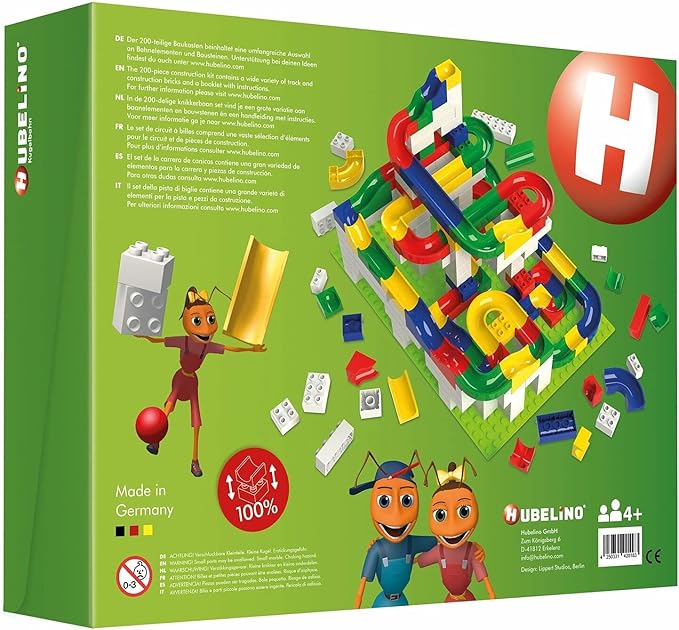 Hubelino Marble Run - 200-Piece Big Building Box - The Original! Made in Germany! - Certified and Award-Winning Marble Run - 100% Duplo Compatible
