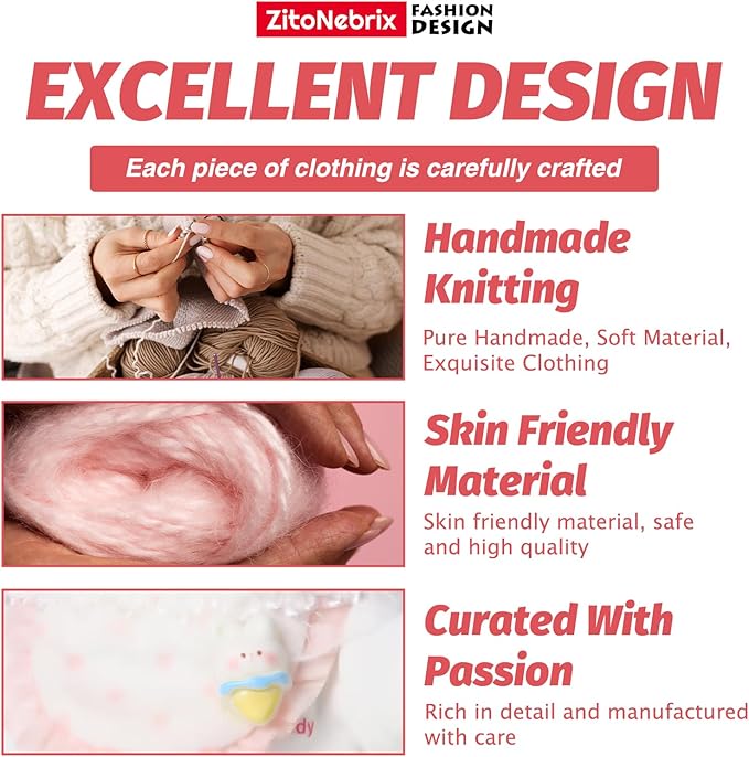 Cloth for Doll,4-Piece Clothes Outfit for 17cm ＆ 15cm (NO Doll) - White Shaped Velvet hat + Glasses + White Clothes + Pink Pinafore