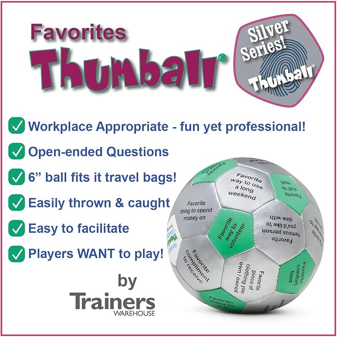 Trainers Warehouse 6" Thumball Collection, 32 Prompts for Conversation, Team Building, Relationship and Training