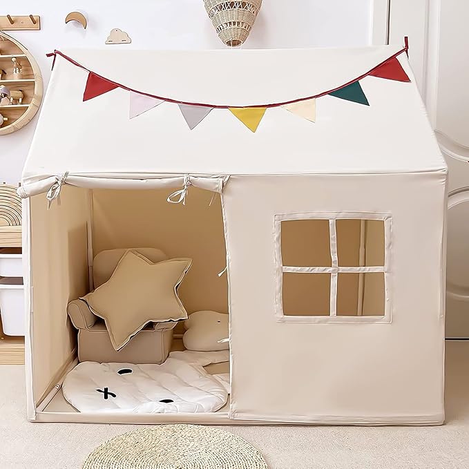 Kids Tent Indoor Playhouse, Kids Play Tent Large Kid Playhouse Toys Toddler Tent Play House with Pennant Banners