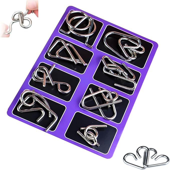 Reverse Thinking Puzzles, Metal Puzzle Ring, Educational Intellectual Toys IQ Toys, Metal Brain Teaser Puzzles, 2025 New IQ Test Brain Teaser Disentanglement Set (Purple)