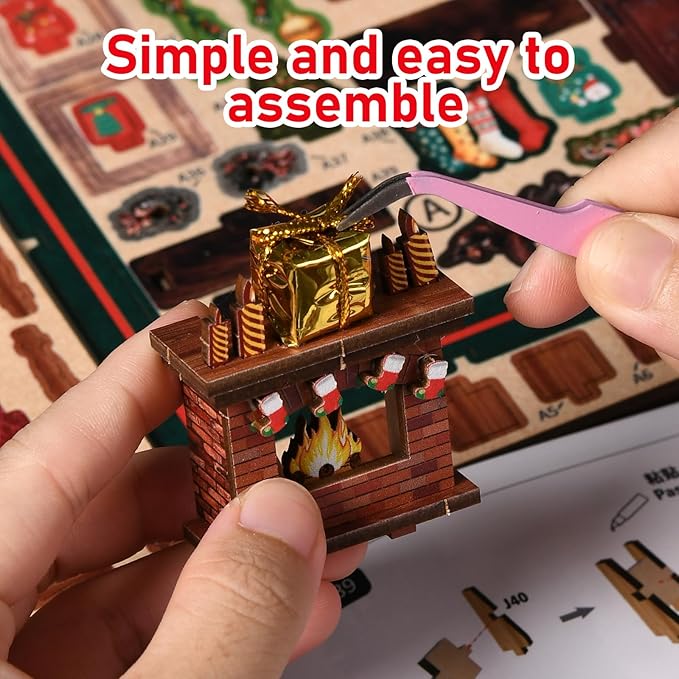 Christmas Shop,Book Nook Kit for Adults: Wooden 3D Puzzle DIY Miniature House Kit Tiny House with Lights and Music，Dollhouse Craft for Adults, Teens & Beginners，Gift for Family, Friends
