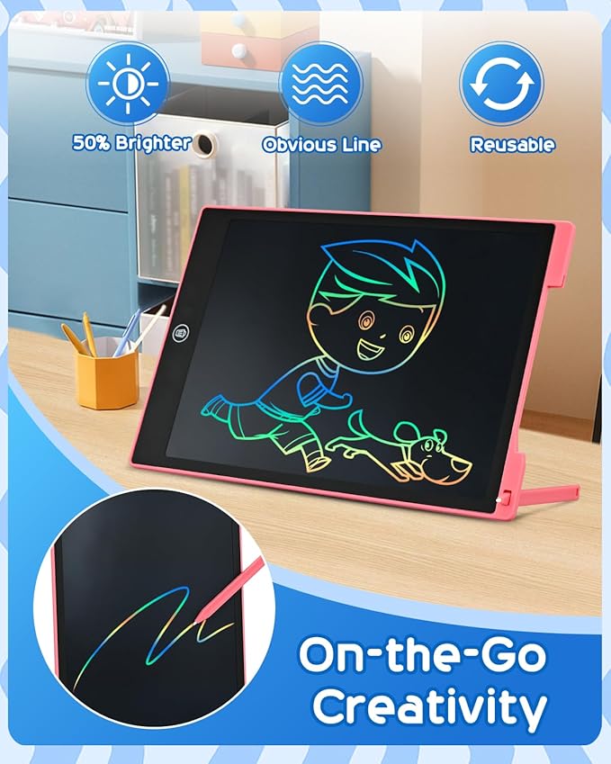 cimetech 2 Pack LCD Writing Tablet for Kids, 12 Inch Toddler Toys for 3-8 Year Old Girls Boys, Doodle Board Drawing Pad Travel Essentials, Educational Toys Birthday Gift for Children