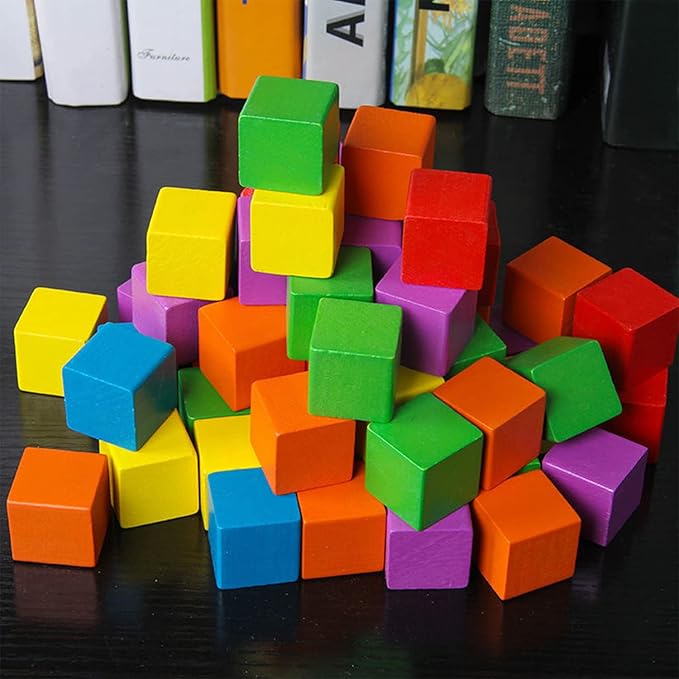 Wood Blocks for Crafting, Unfinished Wood Cubes, 1/2 Inch Natural Wooden Blocks, Pack of 180 Wood Square Blocks, Wooden Cubes for Arts and Crafts and DIY Projects