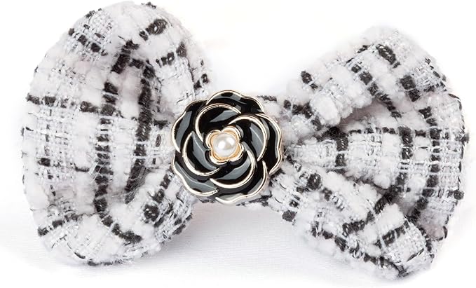 17cm Doll Clothes for Labubu - Luxury Chic Style Set for 17cm Dolls, Premium Doll Outfit with Accessories - White Plaid Tweed Dress + Black Necktie + Plaid Bow (Clothes Only)