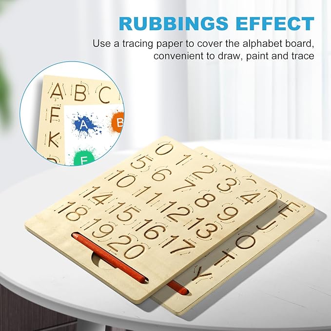 Learn to Write - Number & Letter Tracing Boards for Kids Ages 3-8 Wooden Alphabet Learning Montessori 3 Year Old Toddler Writing Tools Beginners - Homeschool Preschool Classroom Must Haves