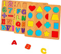 3PCS Wooden Alphabet, Number & Shape Puzzles for Toddlers – Educational Learning Toy (Choose from 3 Combinations) (Alphabet, Number & Shape)