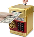 Electronic Piggy Bank with Password Lock & Mini ATM Function - Money Saving Box for Kids, Safe Coin Bank Toy for Ages 3 for Boys & Girls (Gold)