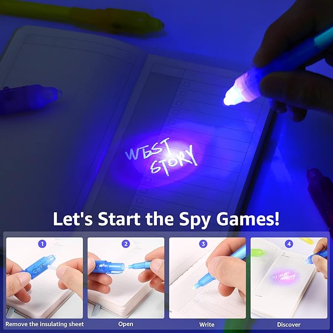 16PCS Invisible Ink Spy Pen Magic Pens for Kids Magic Party Favors, Invisible Ink Pen for Writing Secret Message, Spy Party, Kids Party Favors