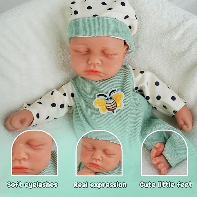 Boy 12.2 Inch, Full Silicone Baby Doll, Realistic Baby Dolls, Realistic Veins & Sleeping Pose, Not Vinyl, Reborn Baby Dolls Silicone Full Body, Gift Set