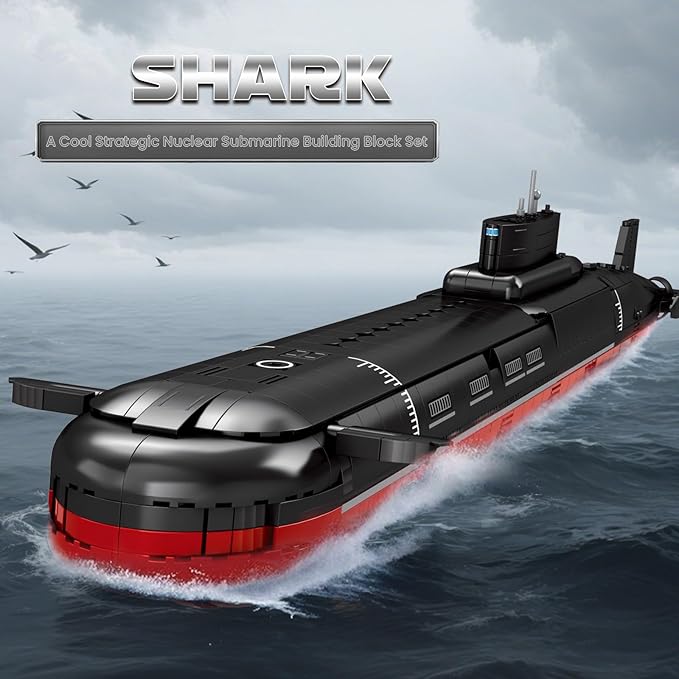 Reobrix Nuclear Submarine Building Sets for Adults, Typhoon-Class Nuclear Submarine Model Kit, History Collectible Decor, Military Toy Gift for Men