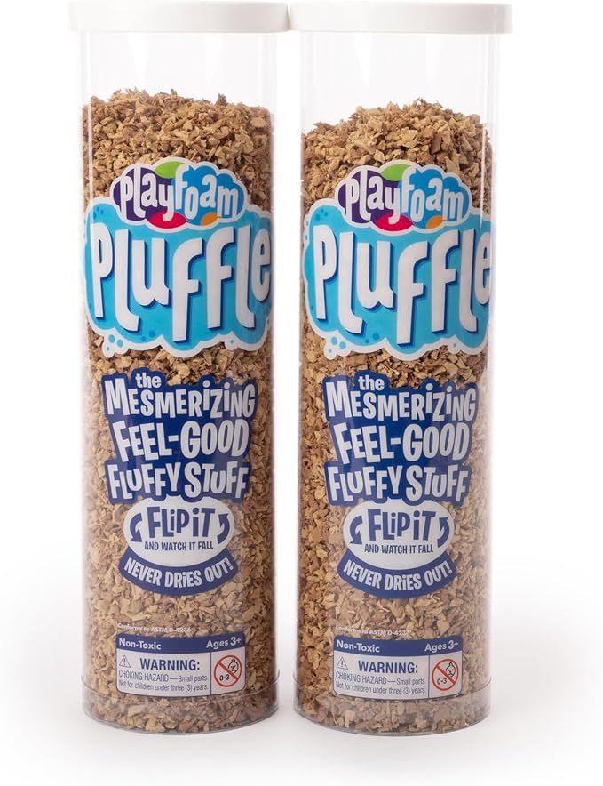 Educational Insights Pluffle® Sand 2-Pack - Sensory Bin Foam Set, No Mess Alternative to Sand Toys & Slime for Toddlers at Home or in The Classroom, Fun Sensory Table Filler, Gift for Kids Ages 3+