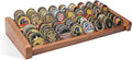 Challenge Coin Display Holder, 8 Rows Solid Wood Military Coin Stand Holds 60-70 Coins, Army Coin Display Rack for Desk (Walnut Finish)