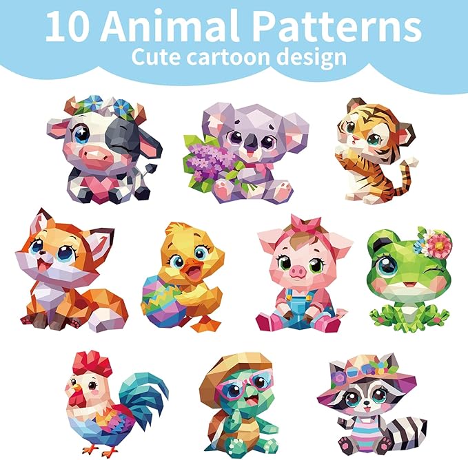 Sticker Paint Books for Kids Ages 4-8,Animals Designs Paint by Stickers,Party Birthday Stickers for Kids Boys Girl