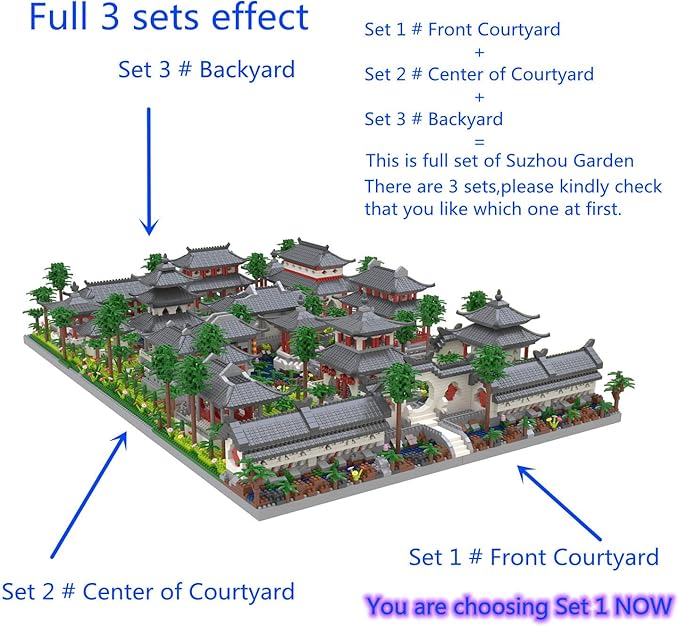 Architecture Chinese Style of Suzhou Garden,Set 1 Front Courtyard, Micro Block,Classical Famous Building Block Set,4222 PCS for Adults and Teens