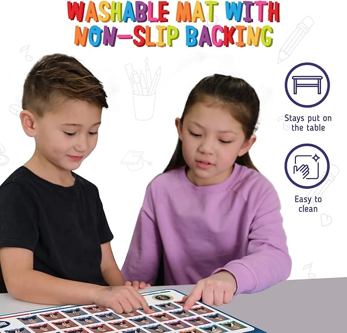 merka Kids Placemats Set of 4-17 x 11 in, Silicone - Periodic Table Placemats for Kids, US Presidents Placemat & US Map Placemat