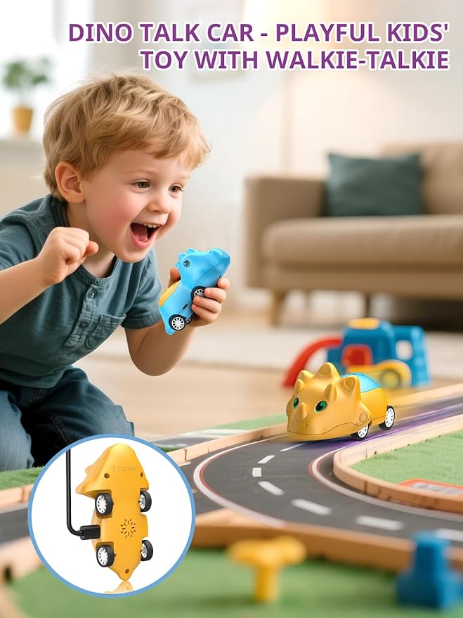 Walkie Talkies for Kids 2 Pack Dinosaur, Toys for Boys Girls Age 3 to 5 7, 48H Playtime, Fun for Home or Yard, T-Rex Rechargeable Gift Birthday Christmas Camping Toddlers