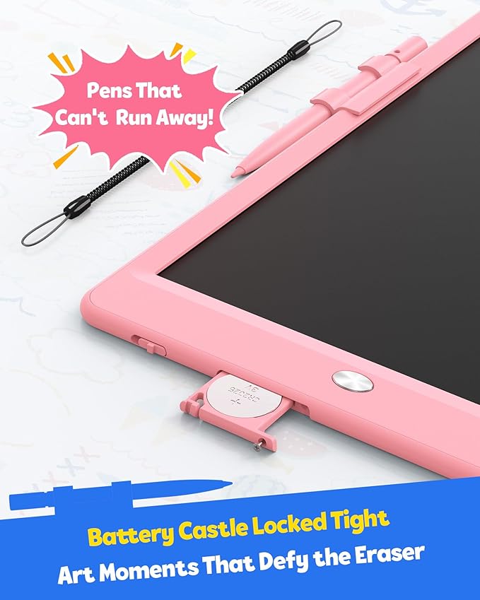 TEKFUN LCD Writing Tablet Doodle Board, 10inch Colorful Drawing Pad for Kids, Mess Free Coloring for Toddlers, Toys Gifts for 3 4 5 6 7 8 Year Old Girls Boys (Pink)