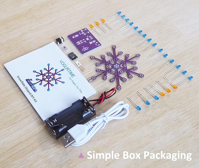 Soldering Practice Kit Snowflake Shaped LED Project Kit for School and Home Teaching Learning Electronic, Ideal Gift for Family and Friends