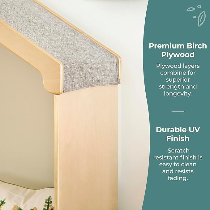 Guidecraft EdQ Kids' Reading Nook - Natural: Wooden Storage Bench Bookcase Organizer with Divided Cubbies and Bins for Books and Toys | Preschool and Homeschool Furniture