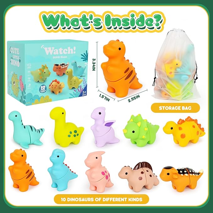 Dinosaur Toys,Montessori Preschool Learning Activities Fine Motor Toys for Kids,10 pcs Little People Dinosaur Matching Games for 2-3 Year Old Boys Girls