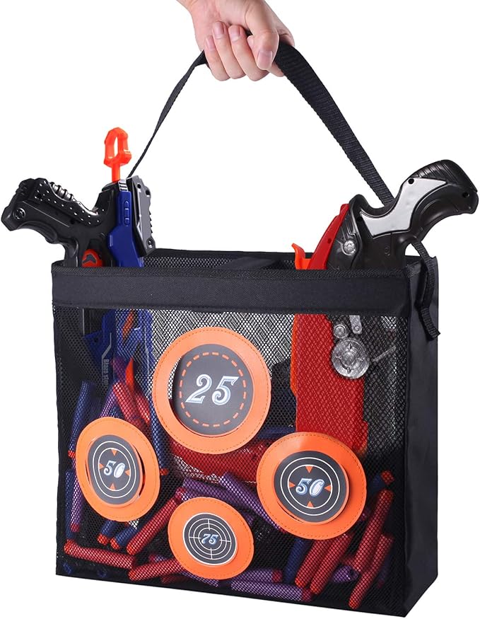 Hely Cancy Portable Shooting Practice Target Toy Storage Mesh Bag Compatible with Nerf Darts for Kids 6+