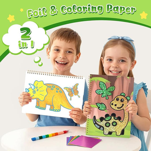 3 otters Foil Art Set, Animal Scratch Art for Kids Coloring Books Party Supplies for Girls Boys Goodie Bag Stuffers Birthday Gift DIY