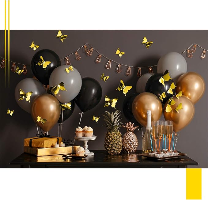 BBTO 48 Pieces Butterfly Wall Decor DIY Mirror 3D Butterfly Stickers Removable Decals for Home Bedroom School Bathroom Living Room Decor(Gold)